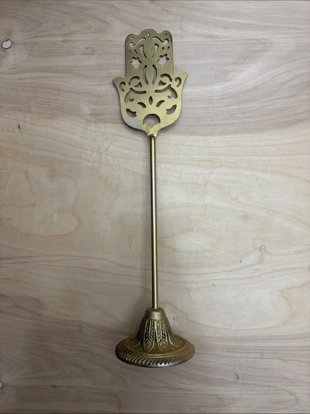 Brass-Tone Decorative with Hamsa Motif